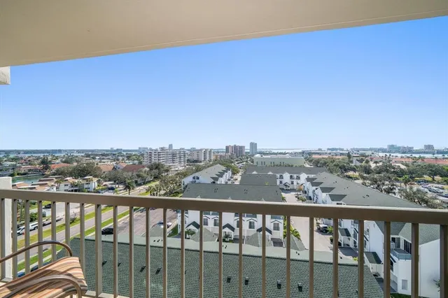 a view of a city from a balcony