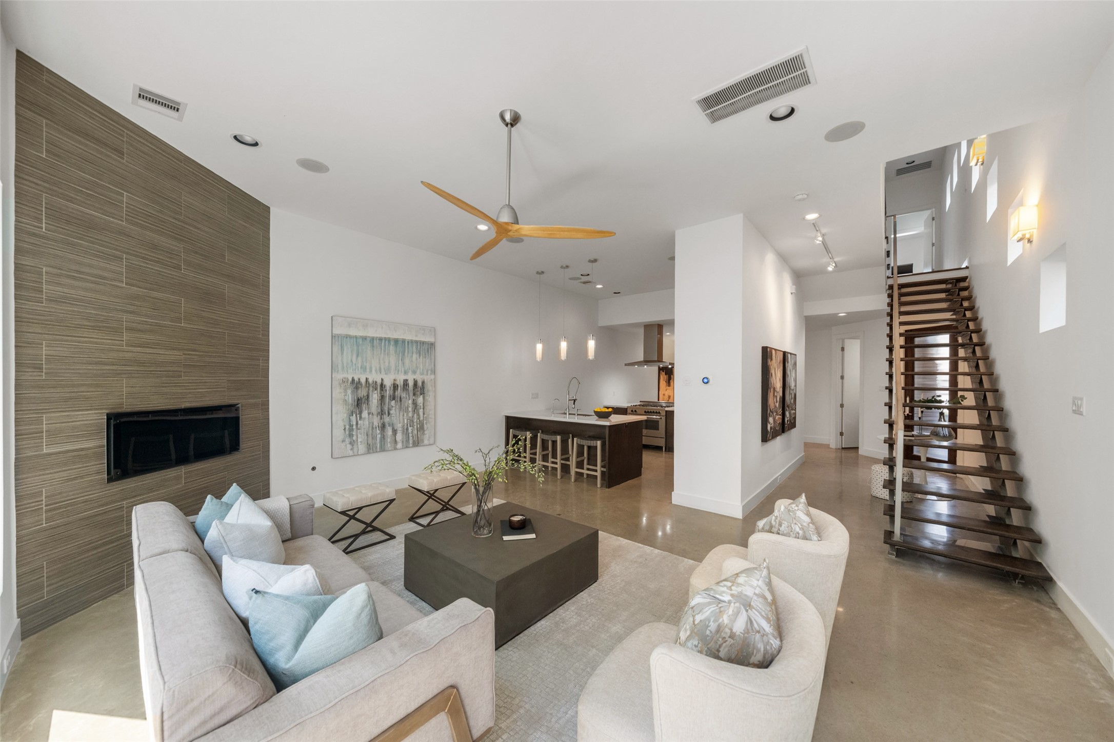 316 Birdsall Street Houston, TX 77007 - Photo 6 of 30 a living room with furniture and a fireplace