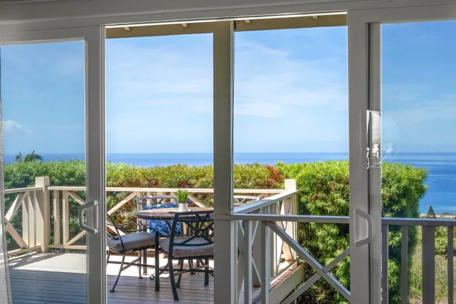 a view of a city from a dining room