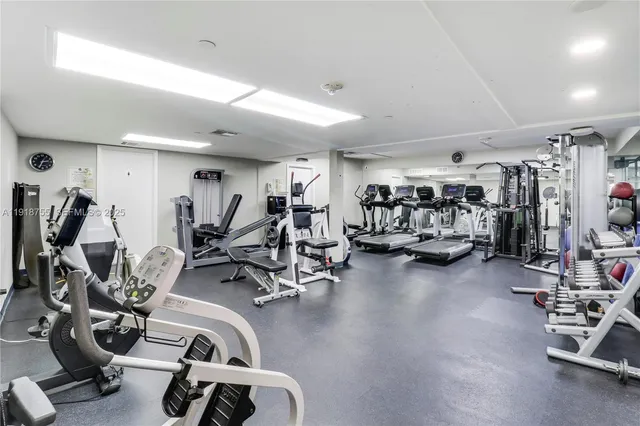 a view of a room with gym equipment