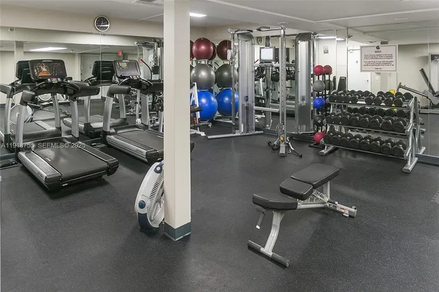 a view of a room with gym equipment
