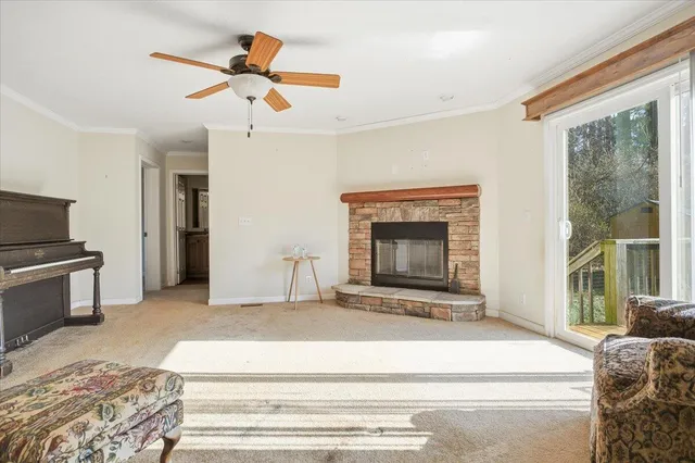 a backyard of a house with lots of green space