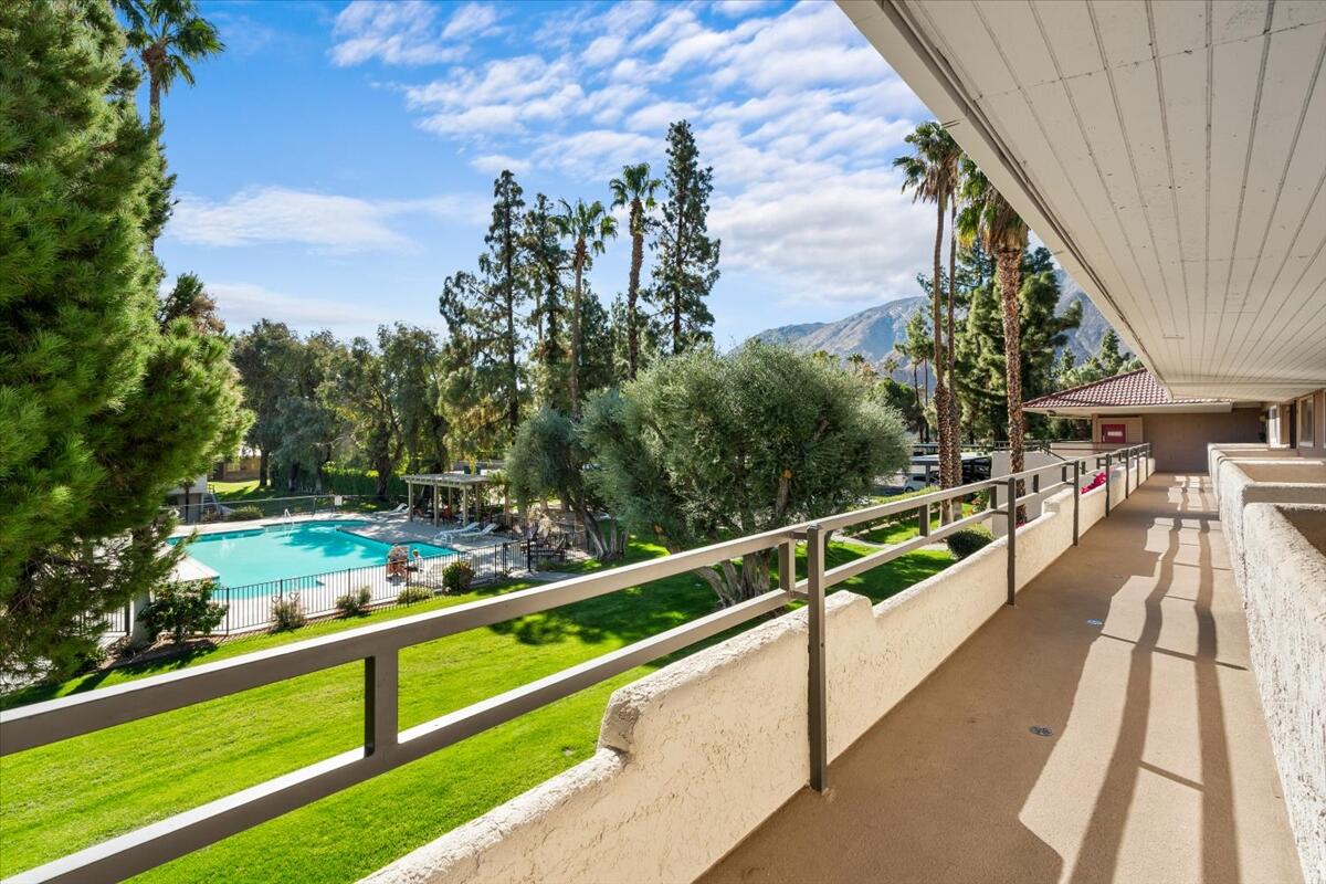 2860 North Los Felices Road, Unit 214 Palm Springs, CA 92262 - Photo 18 of 24 a view of balcony with yard and outdoor seating