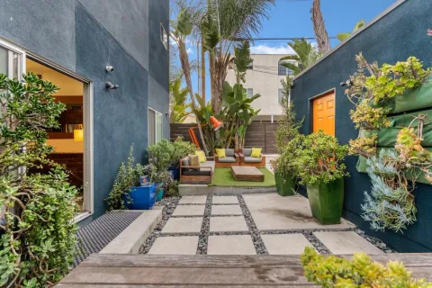 a house view with a garden space