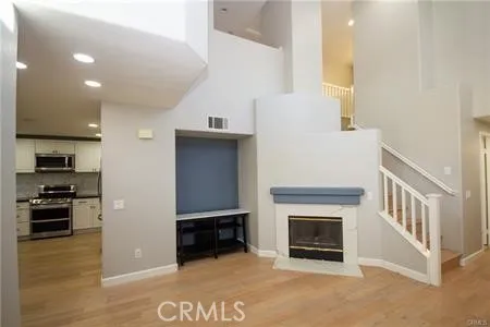 a view of a livingroom with a fireplace