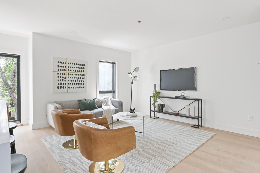 44 Cottage Street, Unit 2 Boston, MA 02128 - Photo 2 of 18 a living room with furniture and a flat screen tv