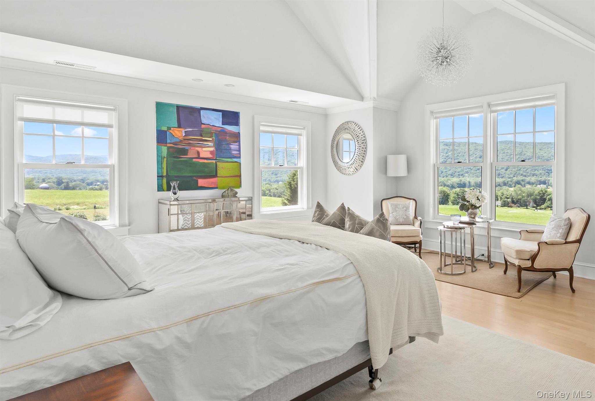 162 Amenia Union Road Amenia, NY 12501 - Photo 15 of 21 The Large Primary Bedroom Suite Enjoys Abundant Light, Vaulted Ceiling and Spectacular Views