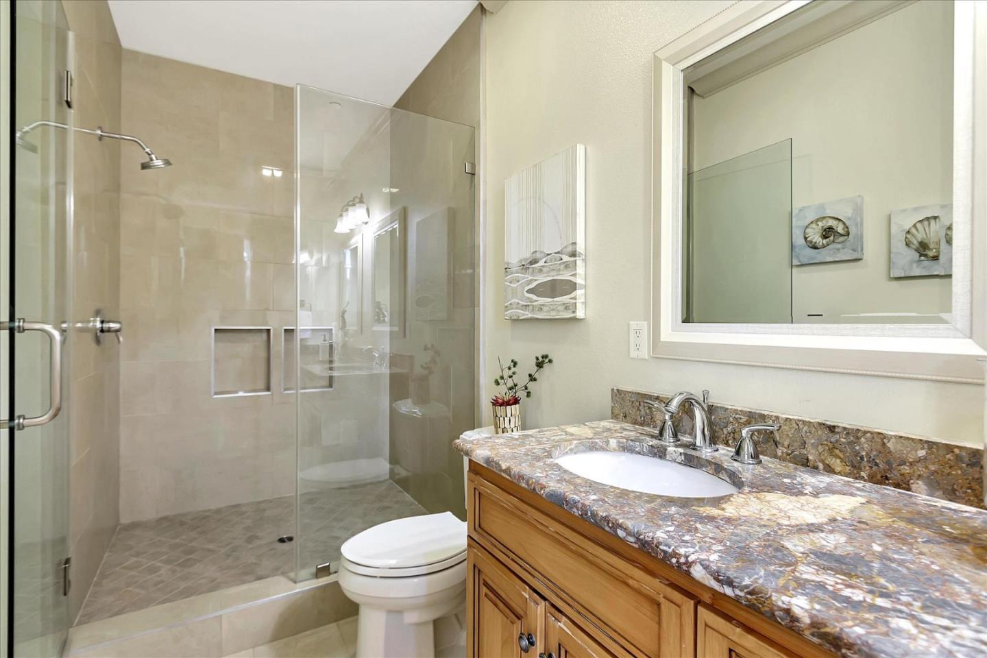 184 Redding Road Campbell, CA 95008 - Photo 24 of 34 a bathroom with a granite countertop sink toilet and shower