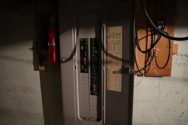 a close view of water heater room