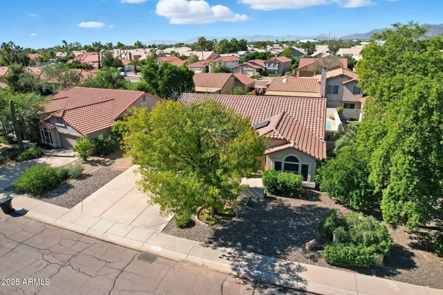 an aerial view of a house