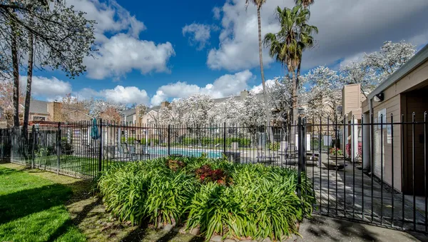 a view of a backyard