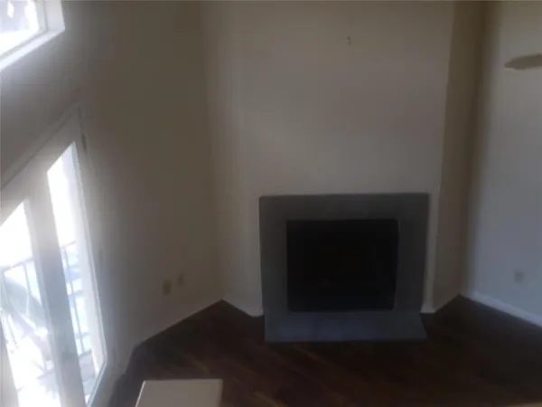 a room with a fireplace