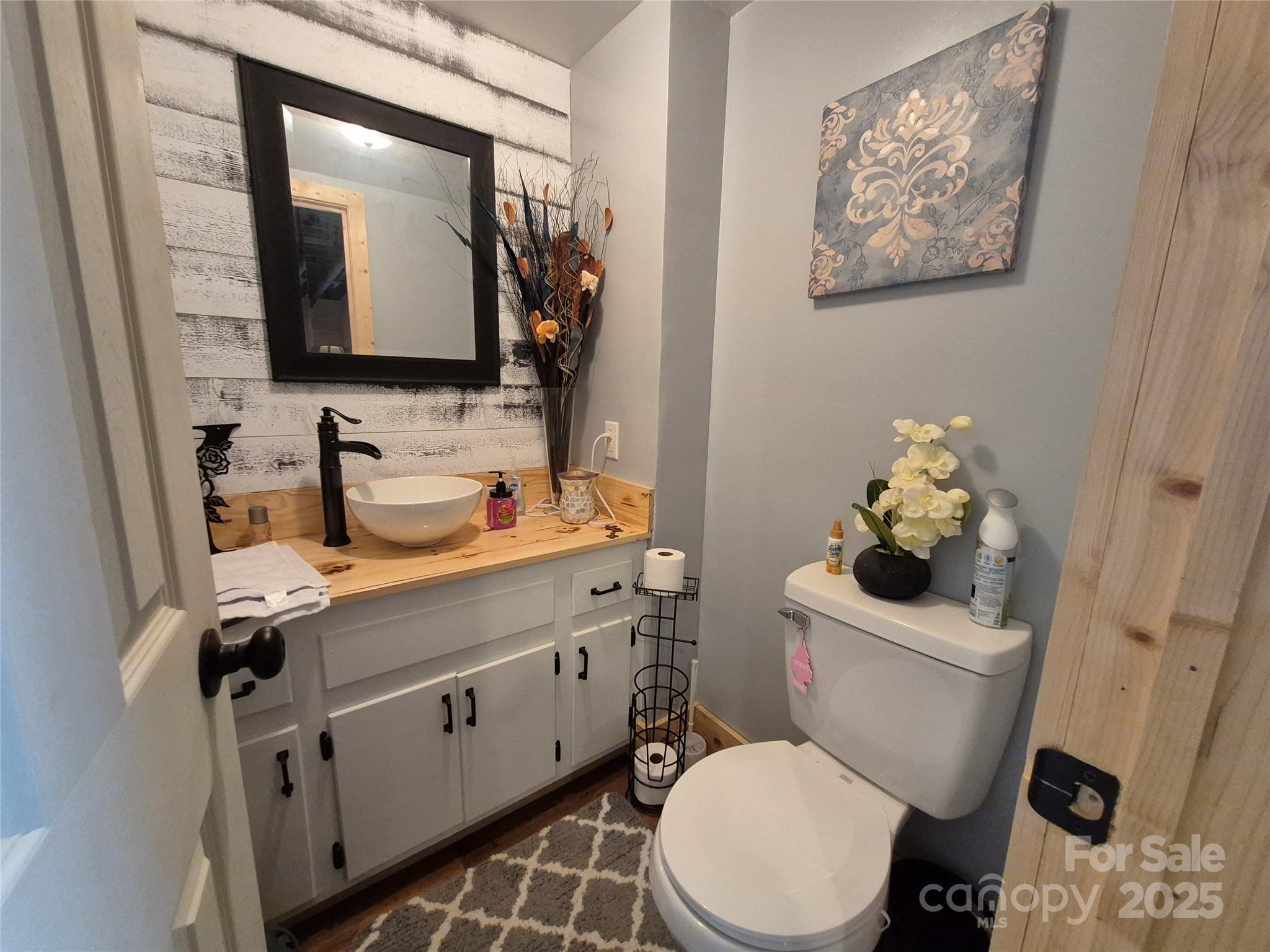 1349 High Shoals Road Lincolnton, NC 28092 - Photo 27 of 42 a bathroom with a toilet a sink and mirror