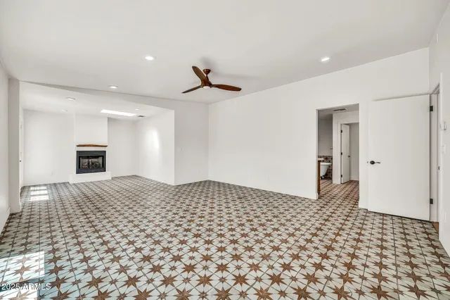 a view of a room with racks on the wall