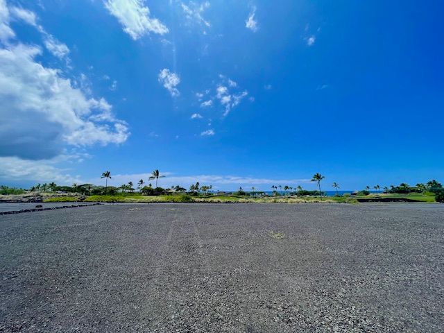 a view of a big yard with sunset