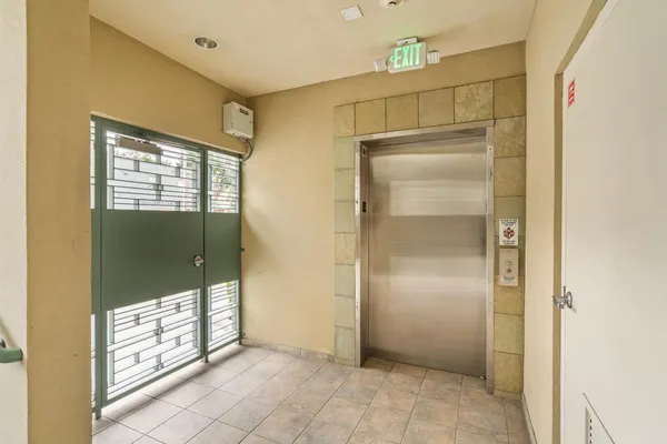 a view of a hallway with closet area
