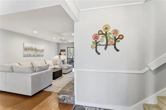 a living room with furniture and a couch