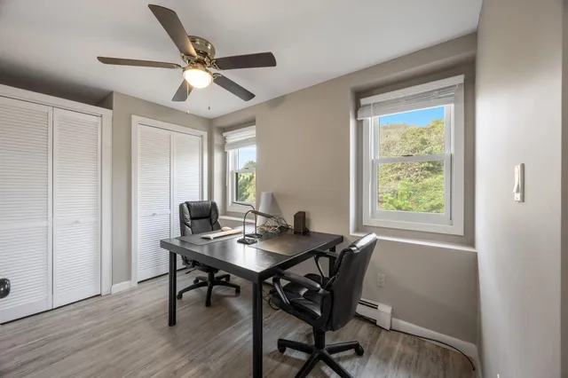 a house view with a backyard space