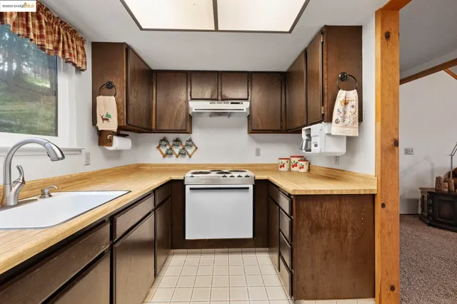 a kitchen with a sink and a refrigerator