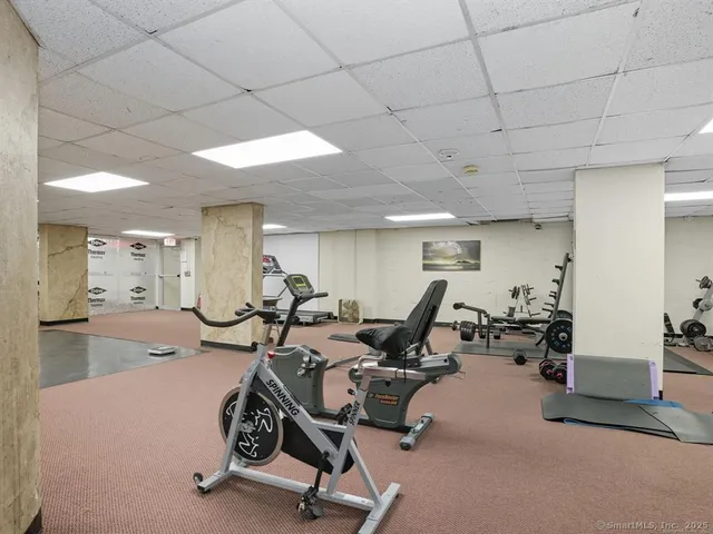 a view of a room with gym equipment