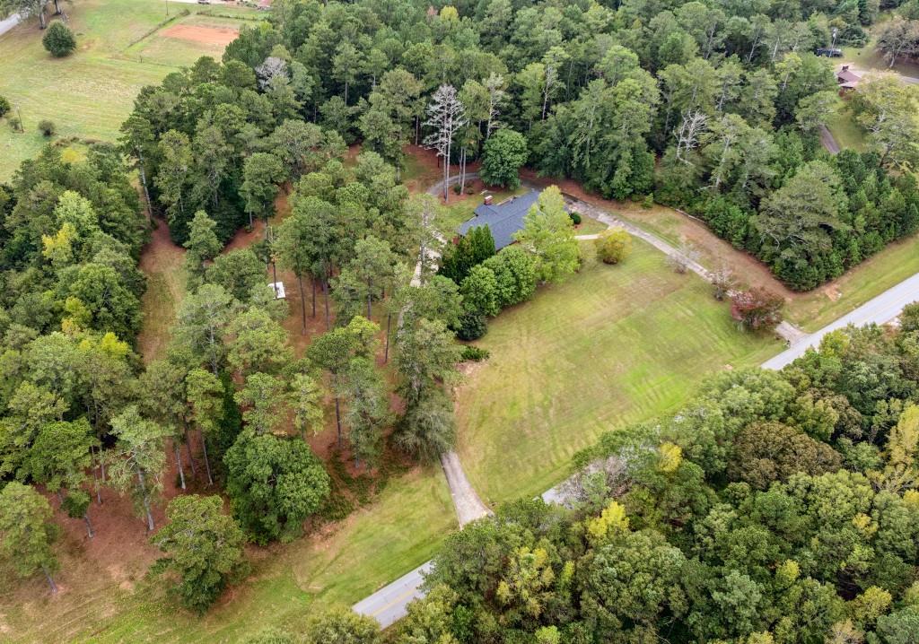 334 Luther Bailey Road Senoia, GA 30276 - Photo 63 of 67 an aerial view of a house with a yard and large trees