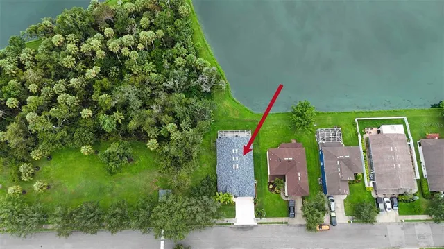 an aerial view of a house