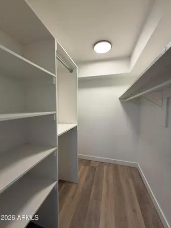 a view of an empty walk in closet