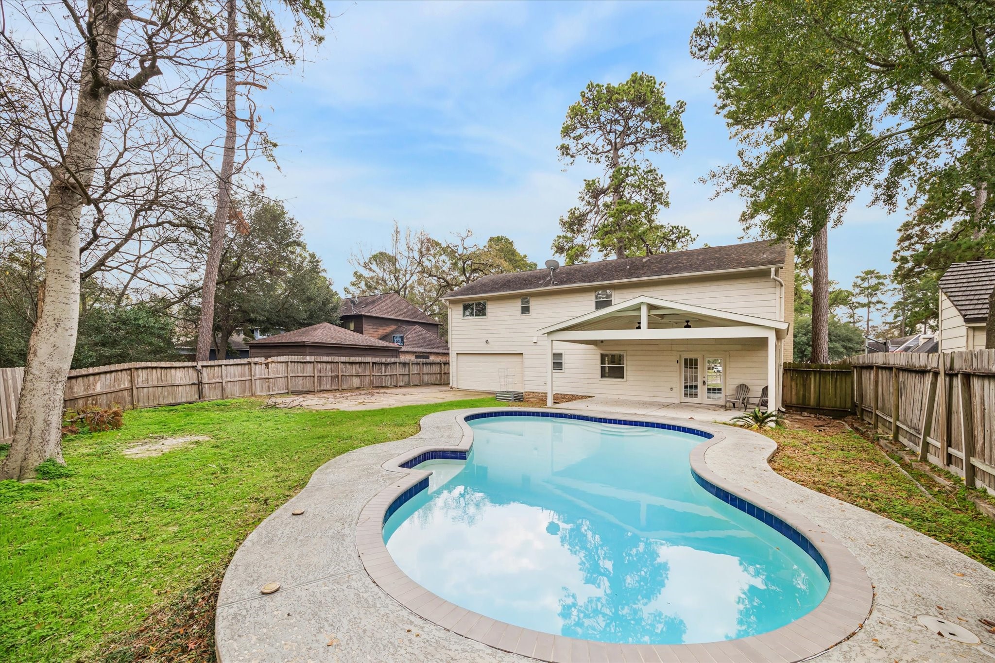 4314 Oxhill Road Spring, TX 77388 - Photo 20 of 22 View of pool looking towards back of home from rear corner.