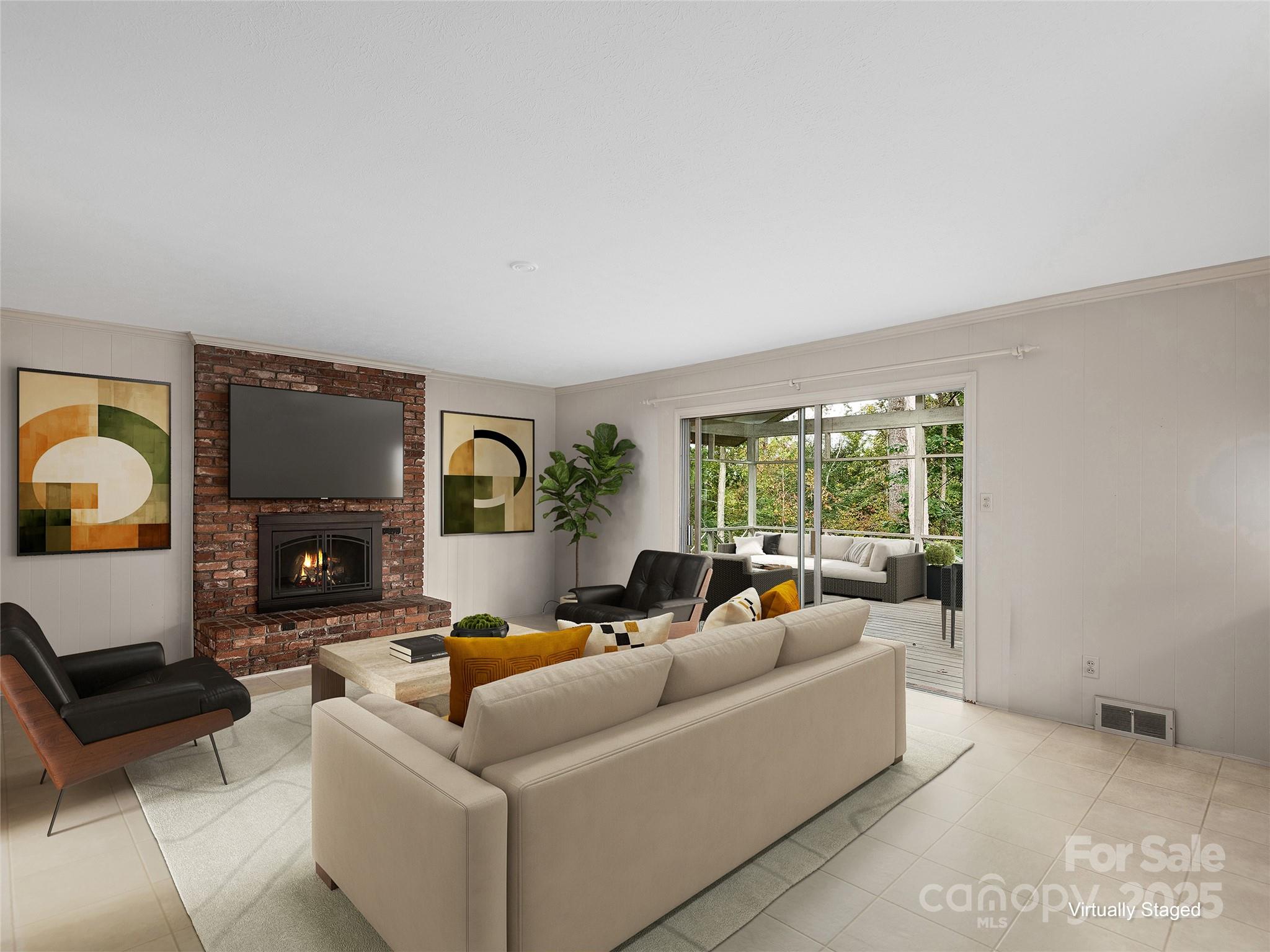 7 East Fox Chase Road Asheville, NC 28804 - Photo 12 of 30 a living room with furniture and a fireplace