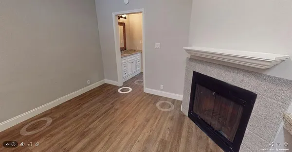 a view of livingroom with wooden floor