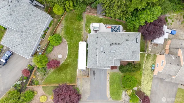an aerial view of a house