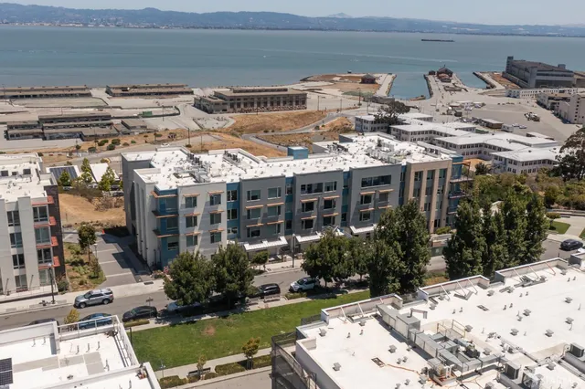 a view of a large building with a city view