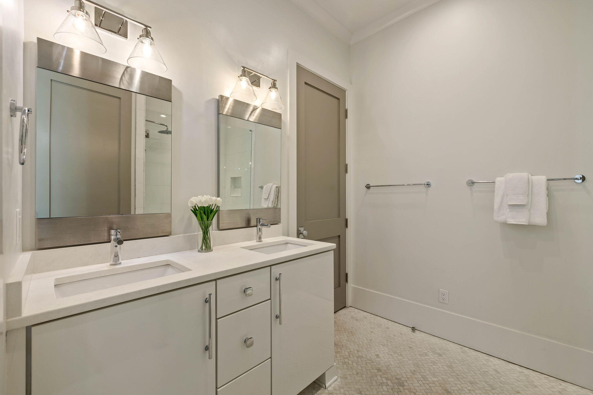3537 East County Highway 30A Santa Rosa Beach, FL 32459 - Photo 17 of 56 a bathroom with a double vanity sink and mirror
