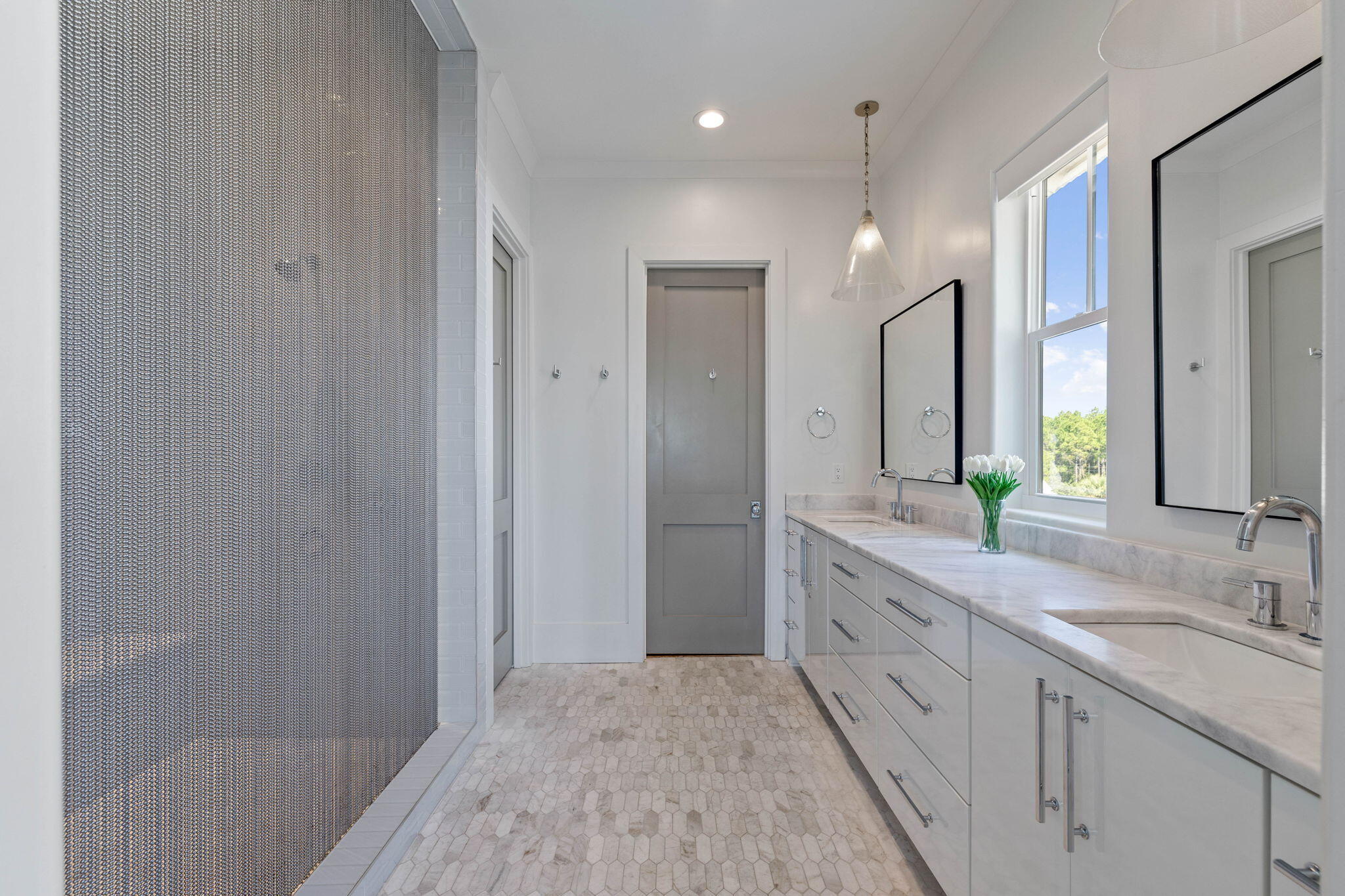 3537 East County Highway 30A Santa Rosa Beach, FL 32459 - Photo 41 of 56 a bathroom with a double vanity sink and a mirror