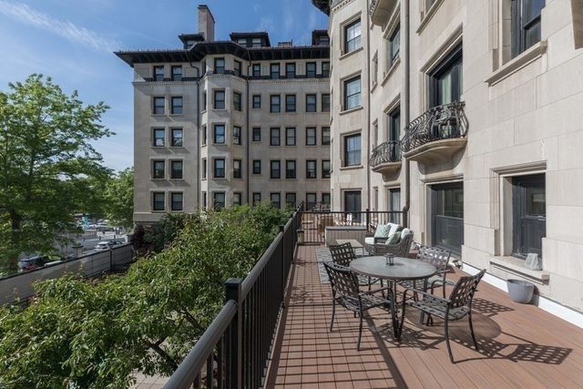 a view of a building from a balcony