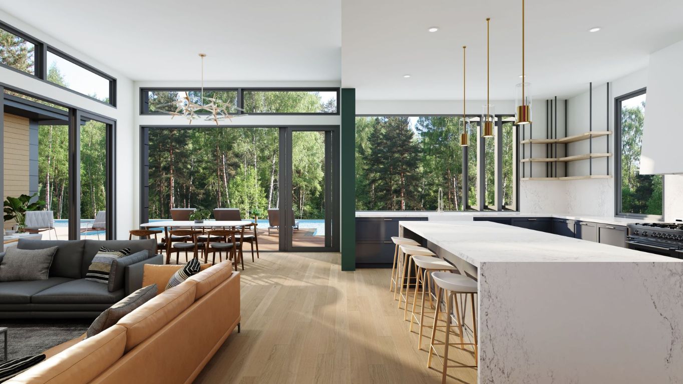 3214 Smoky Ridge Austin, TX 78730 - Photo 35 of 40 a kitchen with kitchen island a large window in it