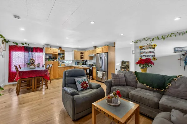 a living room with furniture and a couch