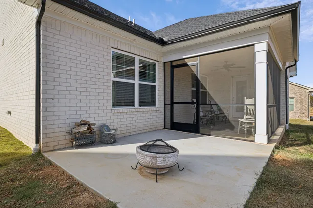 a view of a lake with a terrace
