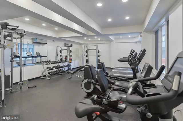 a view of a room with gym equipment