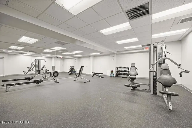 a view of a room with gym equipment