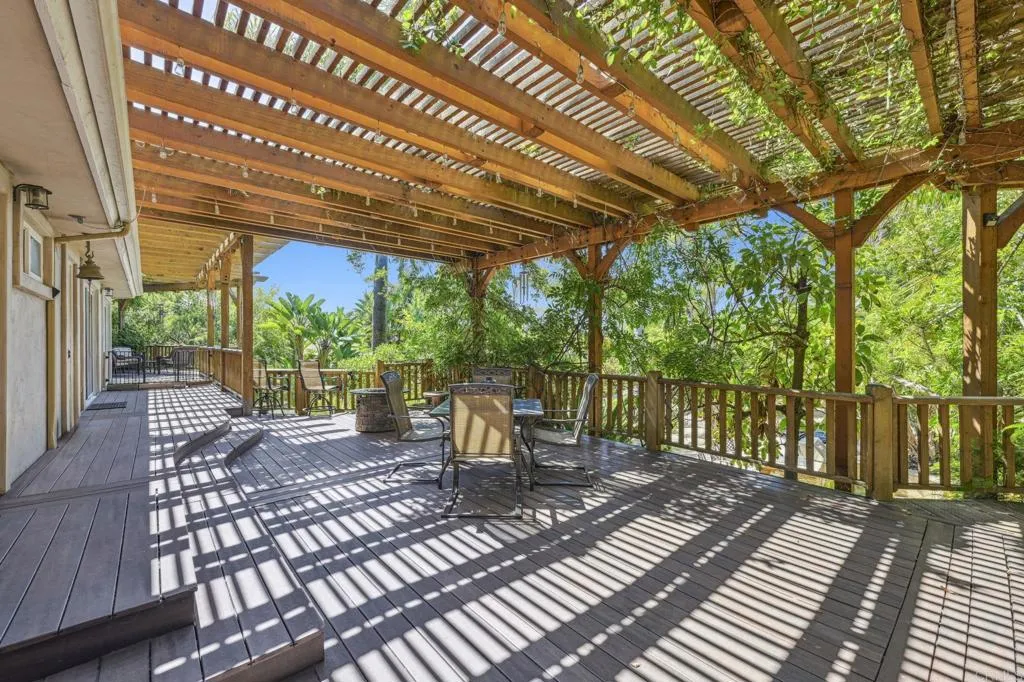 31619 Vía Puerta Del Sol Bonsall, CA 92003 - Photo 19 of 70 a view of a patio with table and chairs and wooden floor
