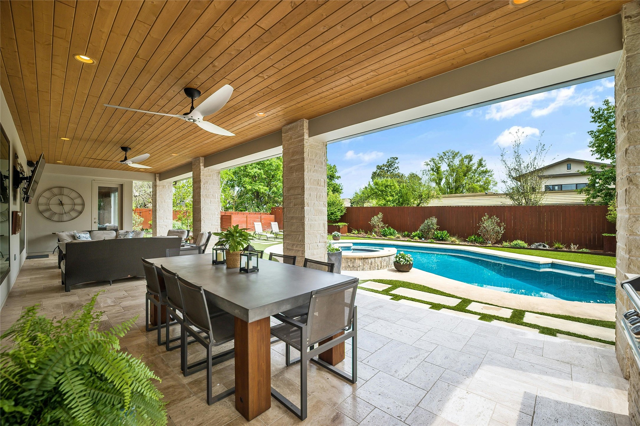 2201 Cypress Point West Austin, TX 78746 - Photo 22 of 37 a outdoor dining space with furniture and garden view