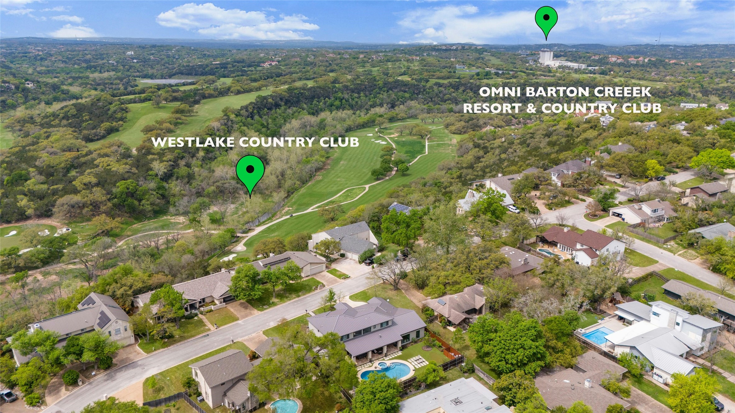2201 Cypress Point West Austin, TX 78746 - Photo 33 of 37 an aerial view of residential building with an outdoor space and seating