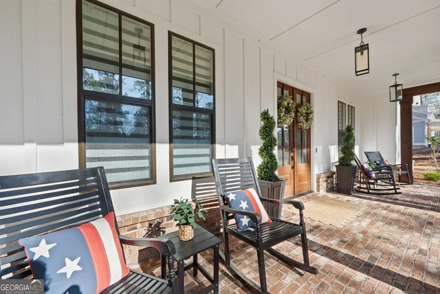 a outdoor living space with furniture