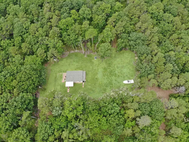 a view of a field with an ocean