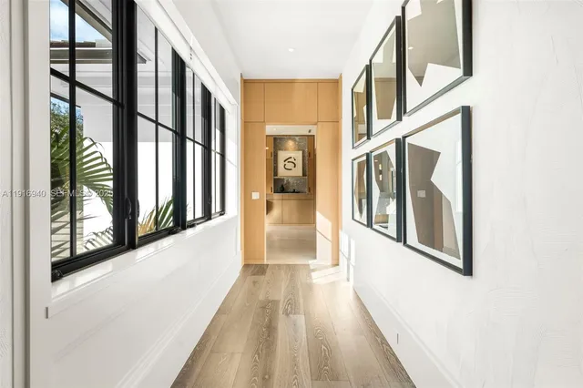 a large living room with a large window