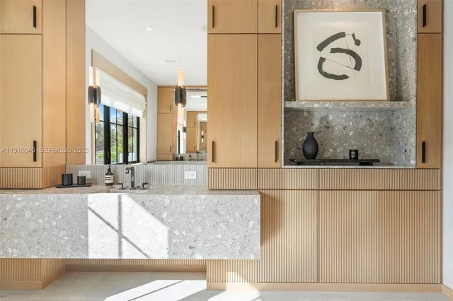 a view of a storage room with furniture