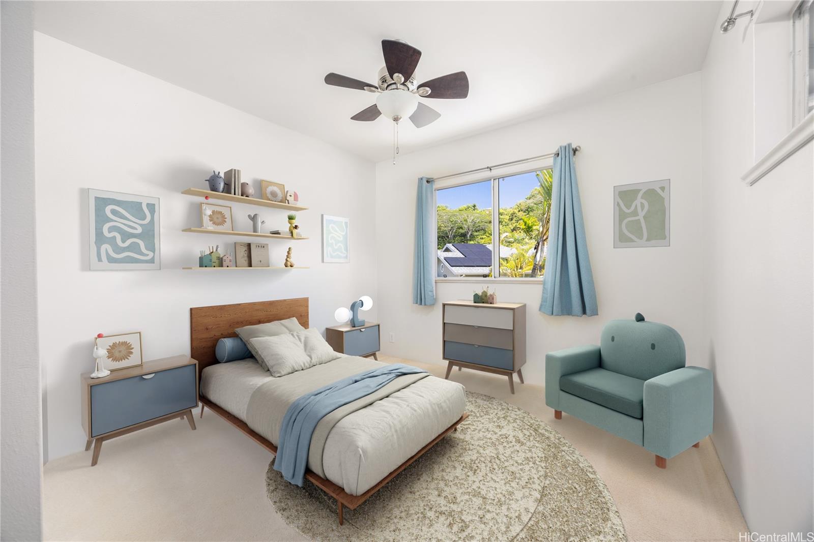 95-971 Wikao Street, Unit 11 Mililani, HI 96789 - Photo 20 of 24 a bedroom with furniture and a large window