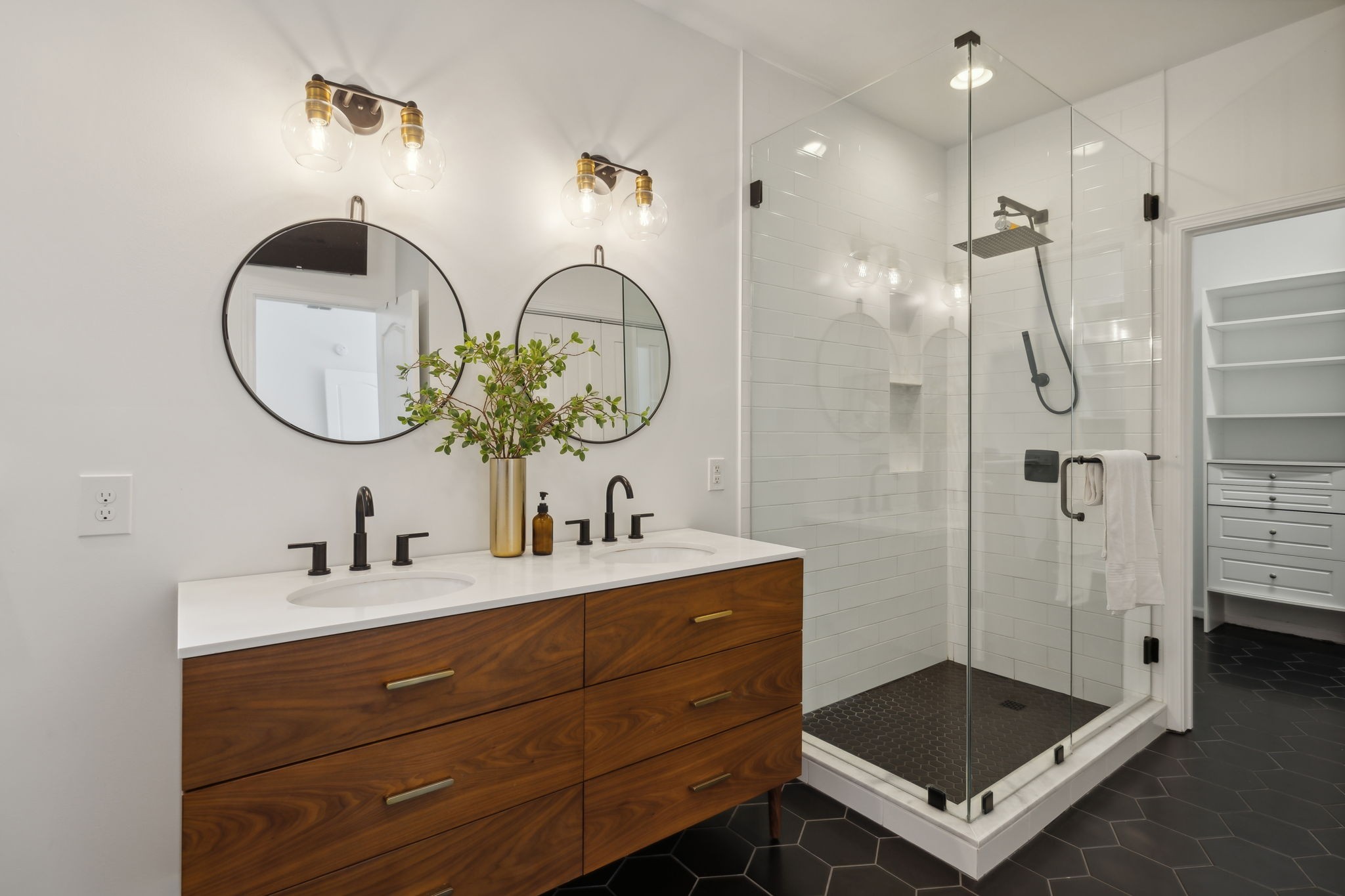 3084 Duplex Road Spring Hill, TN 37174 - Photo 20 of 53 a bathroom with a double vanity sink mirror and shower