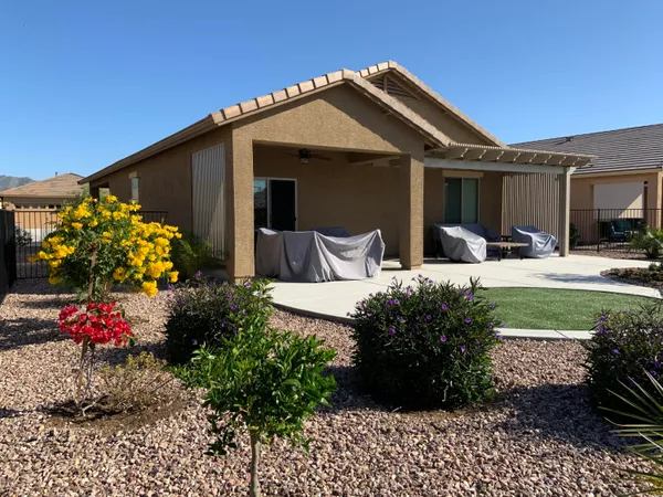 a view of a house with a patio